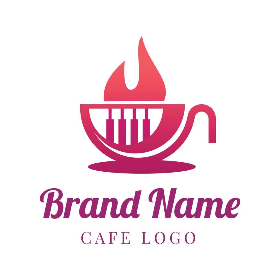 modelo de logotipo de cafeteria com ícone de café quente vetor