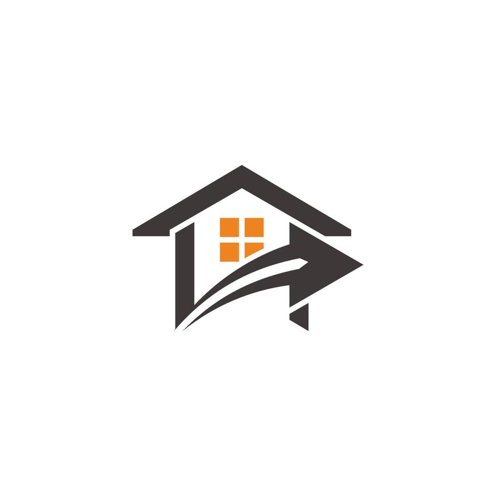 vetor de logotipo de desenho geométrico de seta de telhado de casa