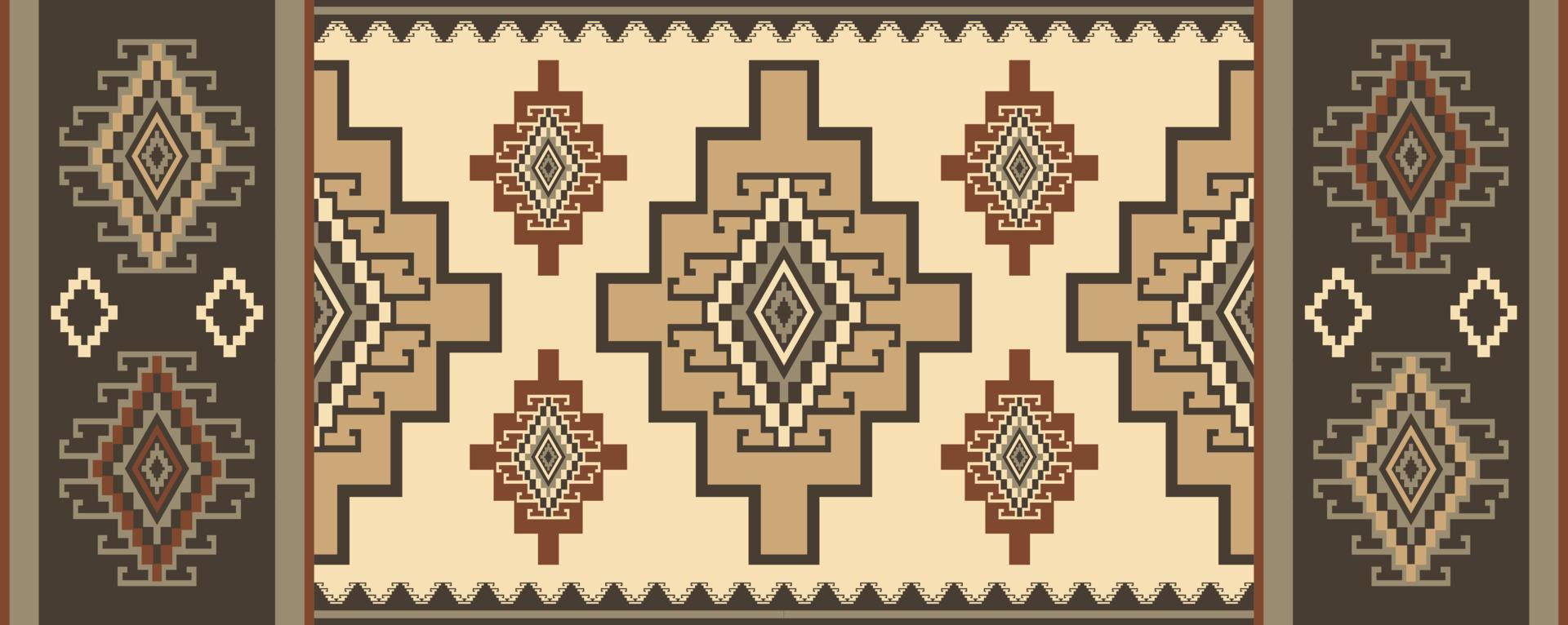 padrão geométrico corredor étnico. asteca kilim corredor padrão geométrico cor vintage estilo boho. use para elementos de decoração de pisos domésticos, carpete, tapete de área, tapeçaria, tapete ou corredor decorativo. vetor