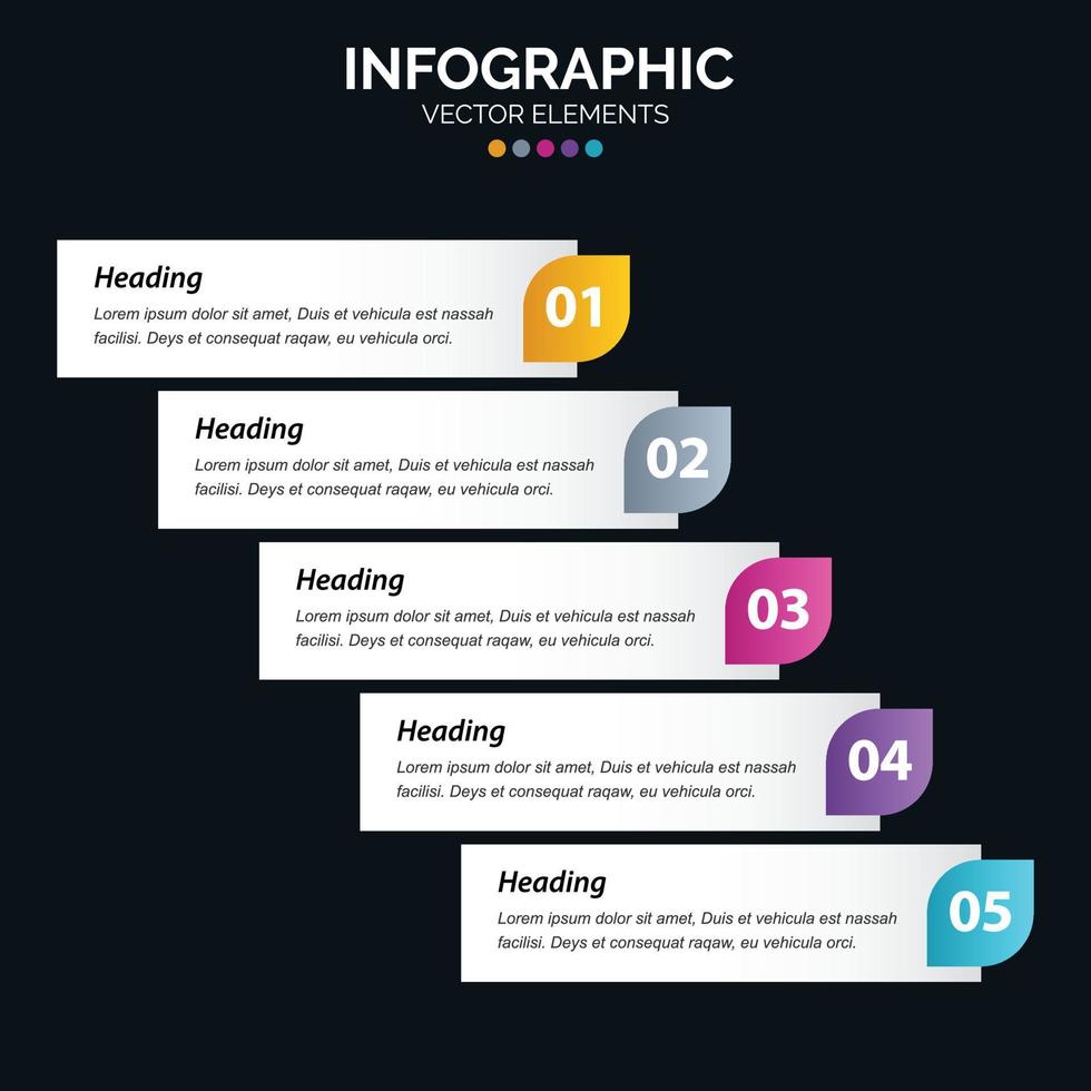 O vetor de design de infográficos de 5 etapas e o marketing podem ser usados para o layout do fluxo de trabalho