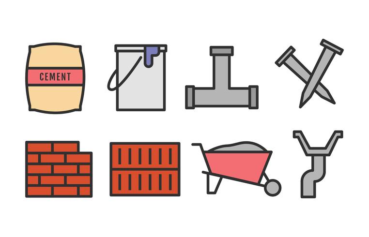 Conjunto de ícones de material de construção vetor