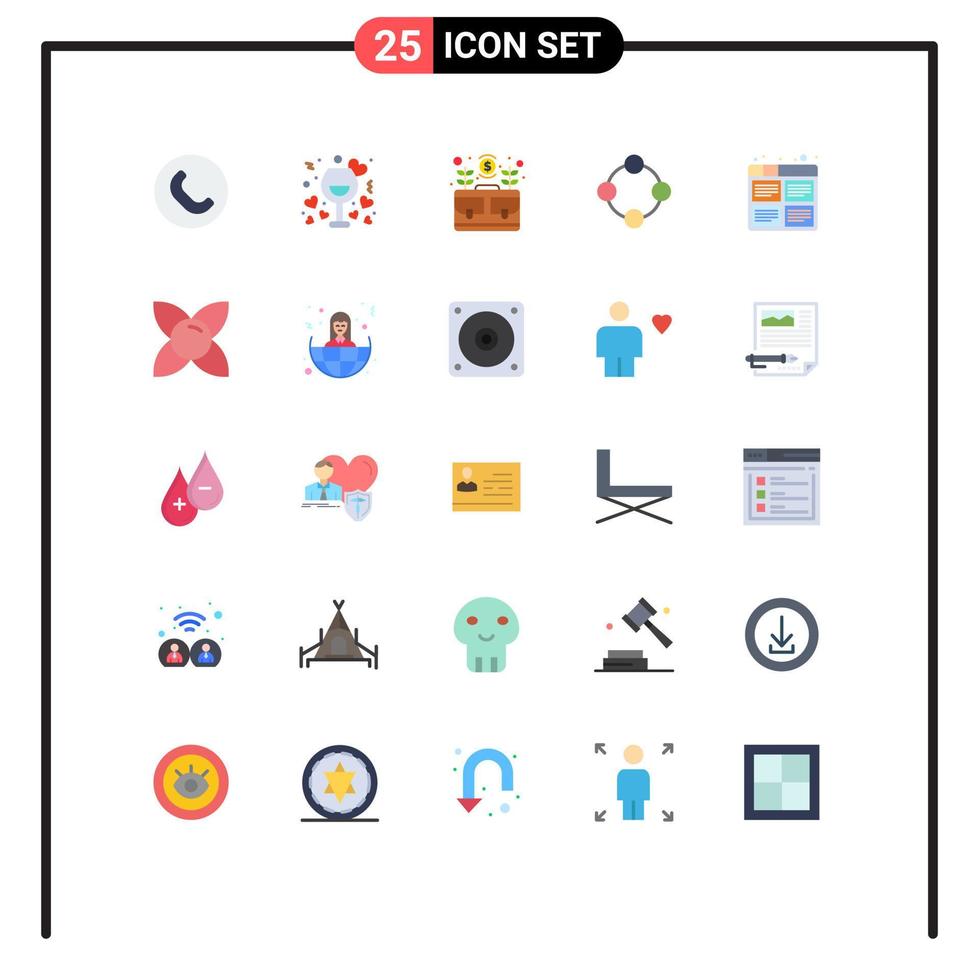grupo de símbolos de ícones universais de 25 cores planas modernas de bolsa infantil de brinquedo, brinquedo de bebê, elementos de design de vetores editáveis