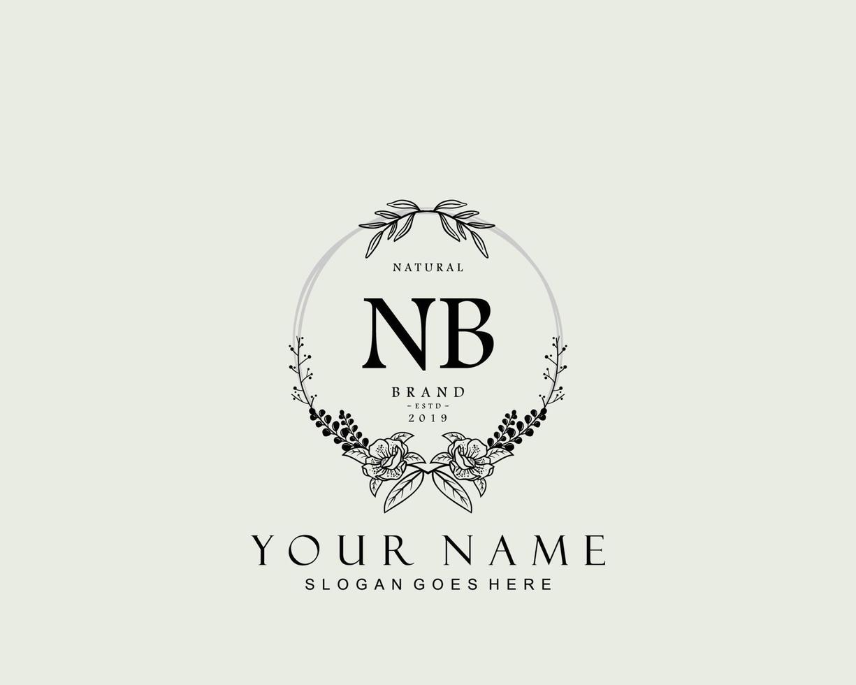 monograma de beleza nb inicial e design de logotipo elegante, logotipo de caligrafia da assinatura inicial, casamento, moda, floral e botânico com modelo criativo. vetor