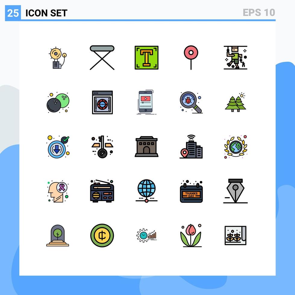 pacote de ícones vetoriais de estoque de 25 sinais e símbolos de linha para localização de pinos, caminho de texto doméstico, elementos de design vetorial editáveis vetor