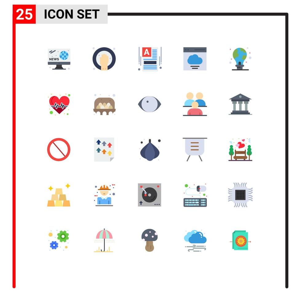 Pacote de cores planas de 25 interfaces de usuário de sinais e símbolos modernos de usuário verde fazem uma interface de site elementos de design de vetores editáveis em nuvem