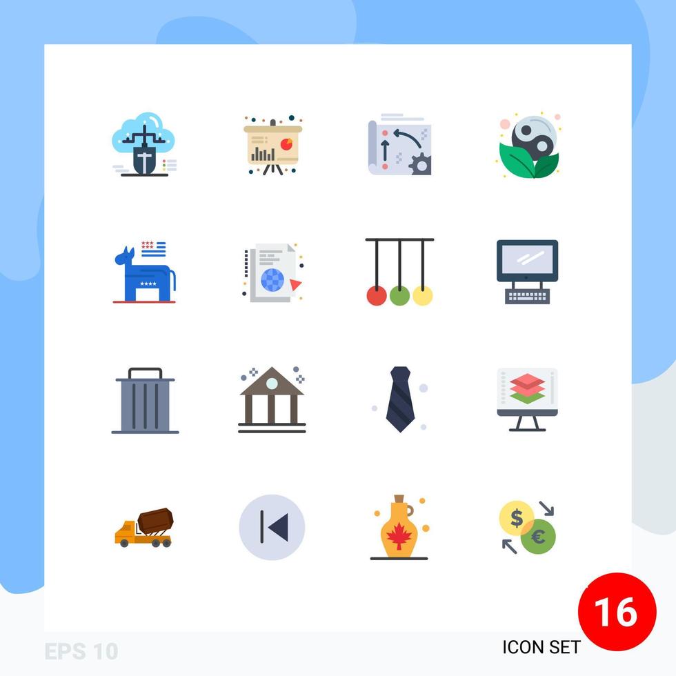 grupo de 16 cores planas modernas definidas para folha yang informação símbolo tecnologia pacote editável de elementos de design de vetores criativos