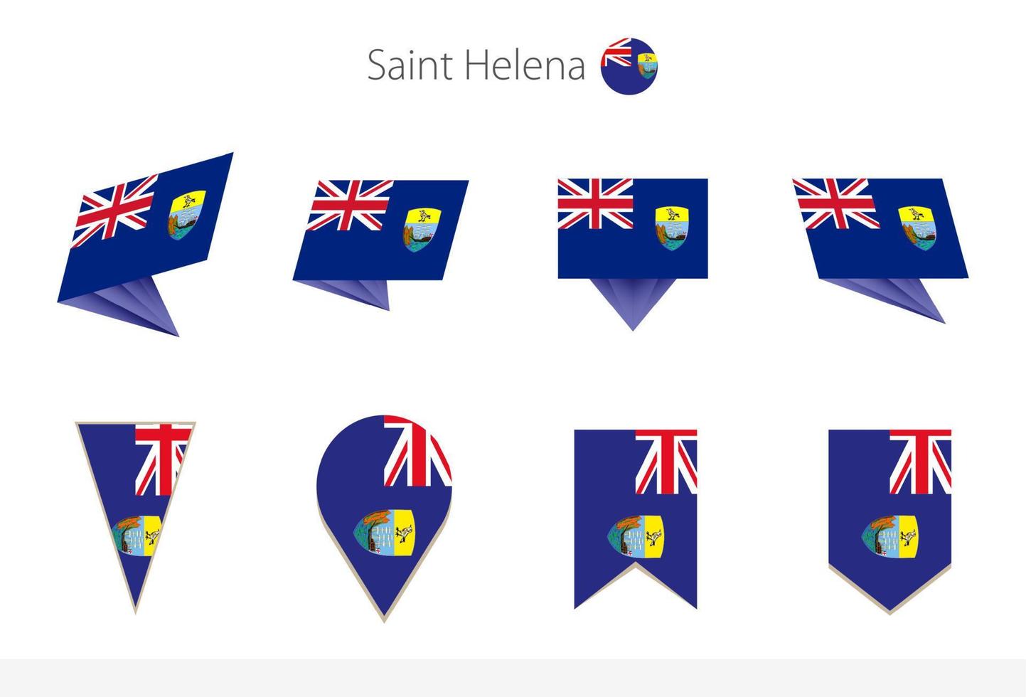 coleção de bandeiras nacionais de santa helena, oito versões de bandeiras vetoriais de santa helena. vetor