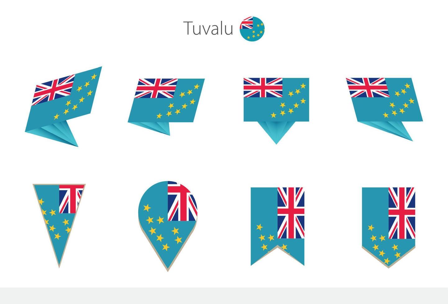 coleção de bandeiras nacionais de tuvalu, oito versões de bandeiras vetoriais de tuvalu. vetor