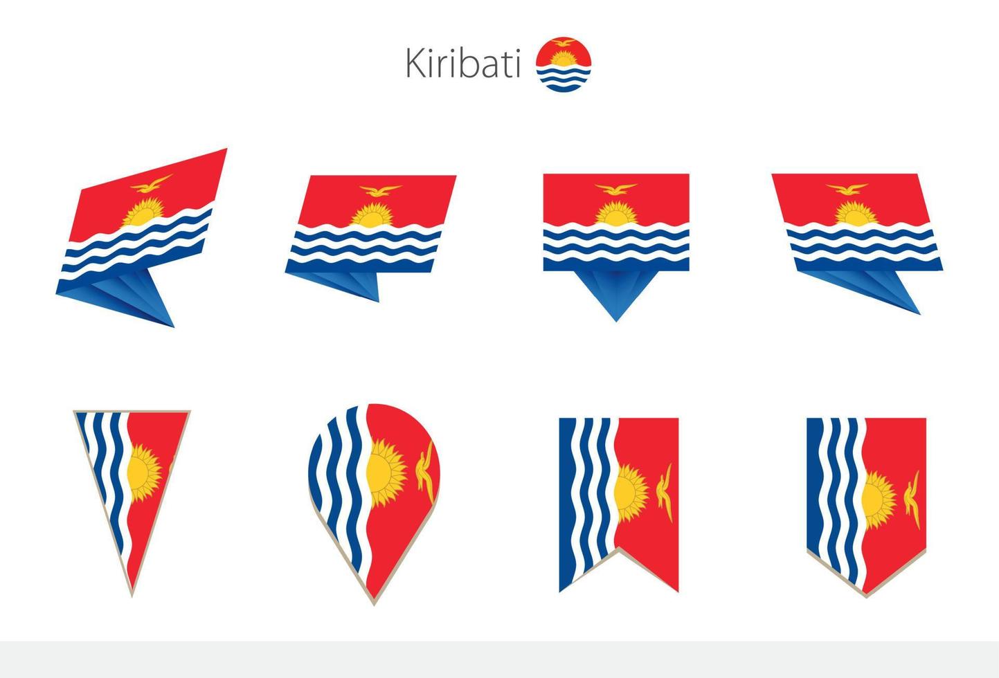 coleção de bandeiras nacionais de kiribati, oito versões de bandeiras vetoriais de kiribati. vetor