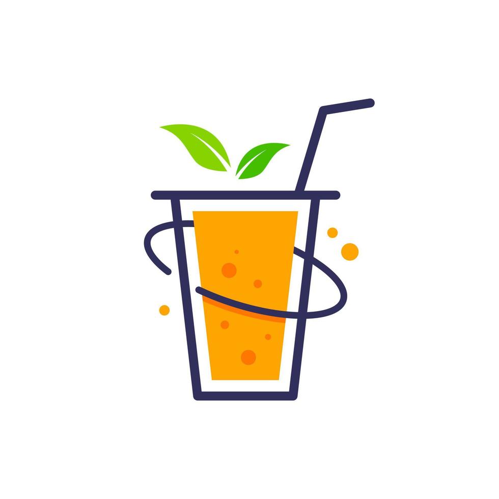 logotipo de smoothies de frutas frescas, ilustração vetorial de ícone de design plano vetor