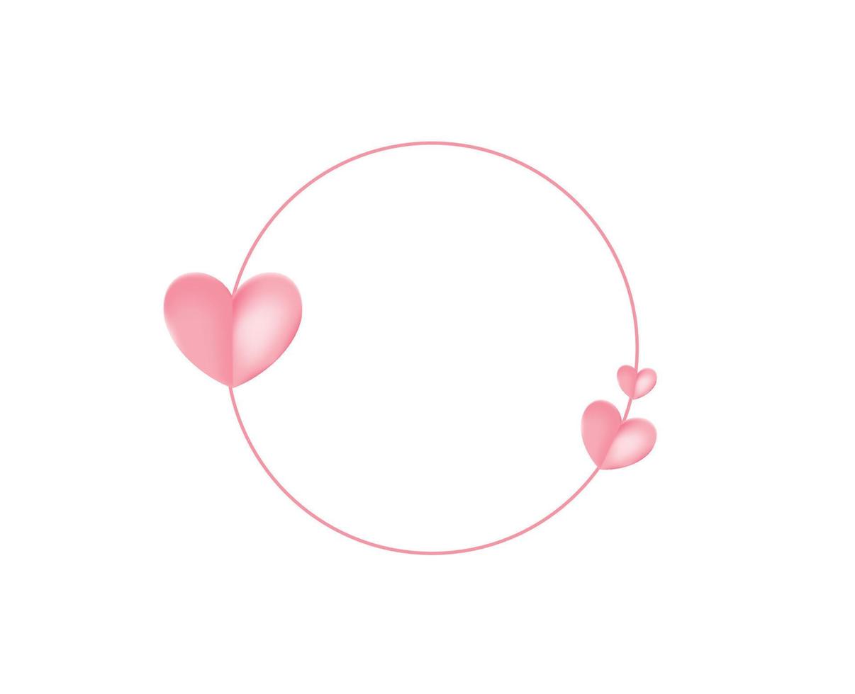 fundo de forma de coração e círculo isolado no fundo branco. feliz dia dos namorados fundo em fundo rosa vetor