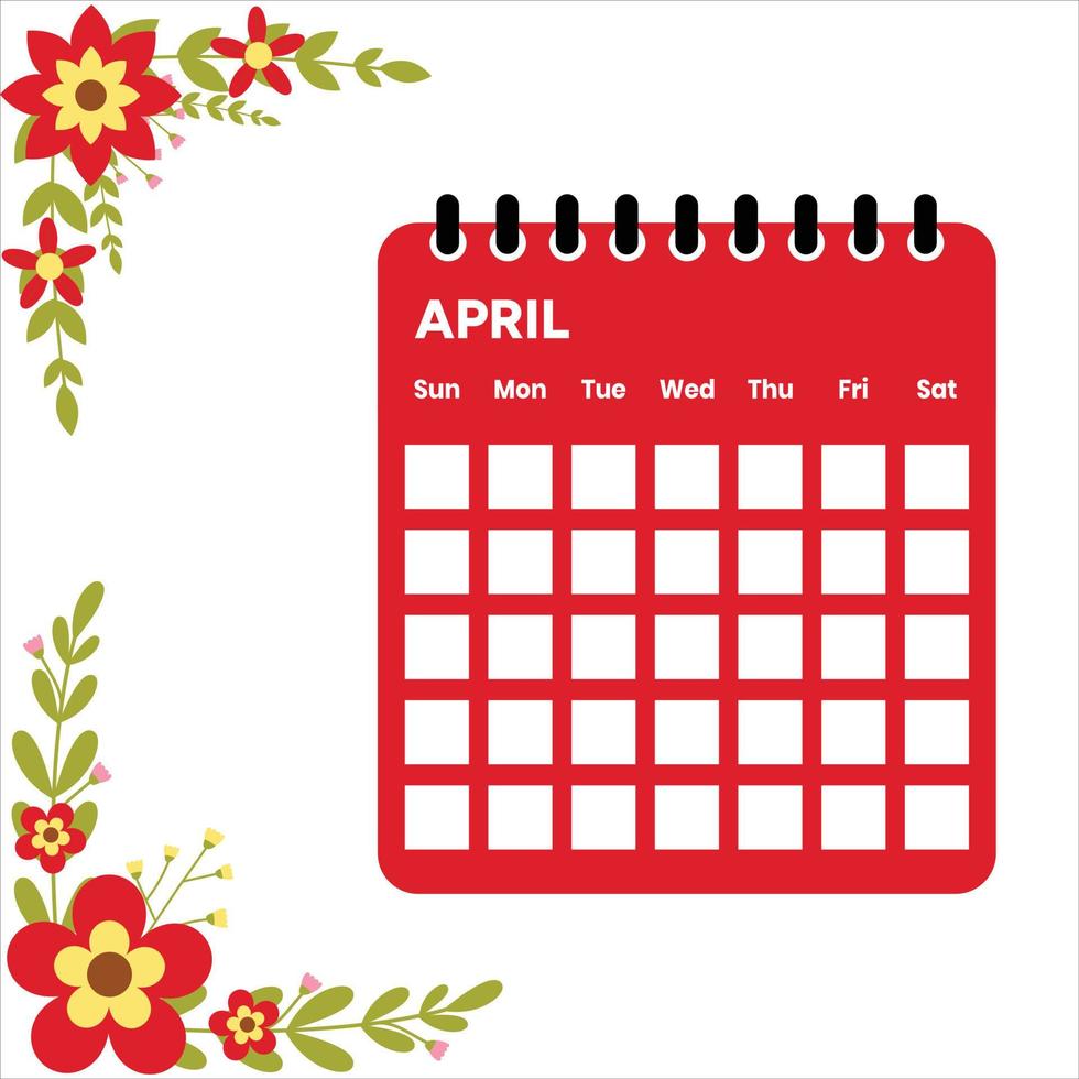 calendário do mês de abril vetor