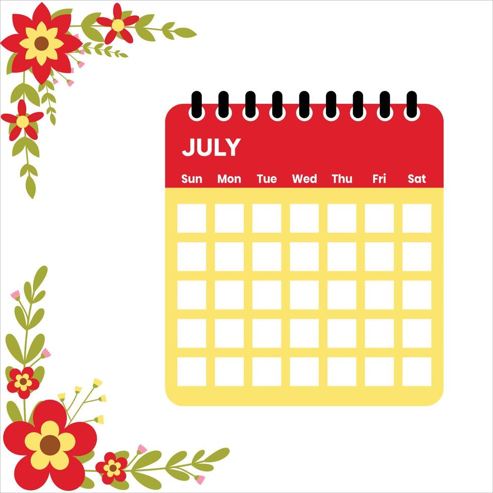 calendário do mês de julho vetor