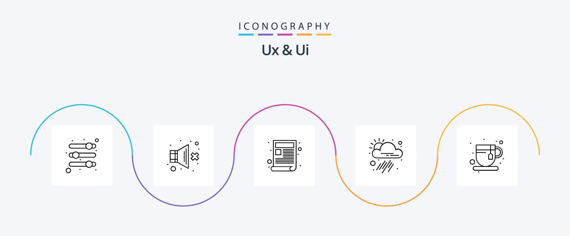 pacote de ícones ux e ui line 5 incluindo refresco. clima. contente. ferramenta. aplicativo vetor