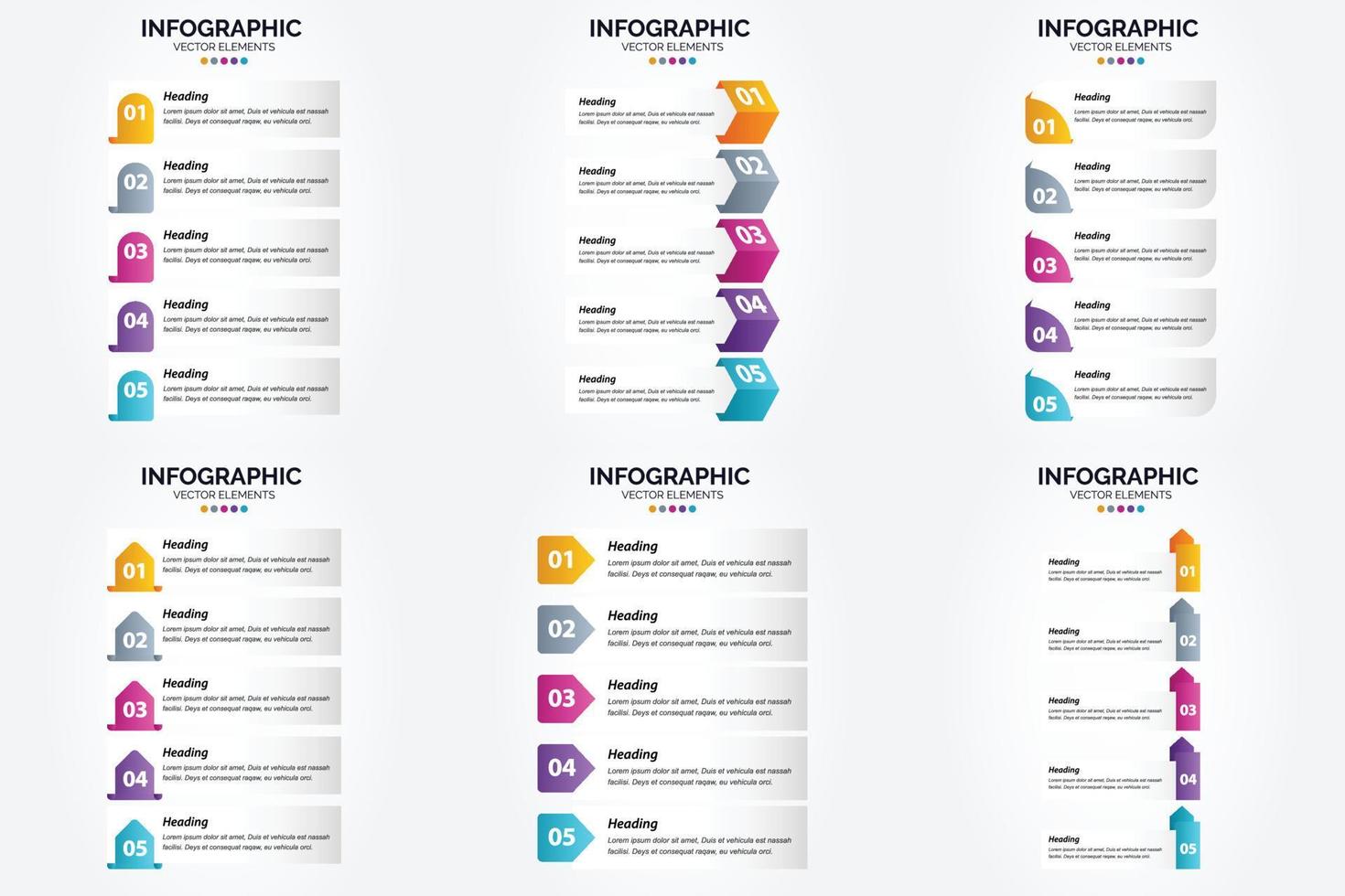 conjunto de design plano de infográficos de ilustração vetorial para folheto publicitário e revista vetor