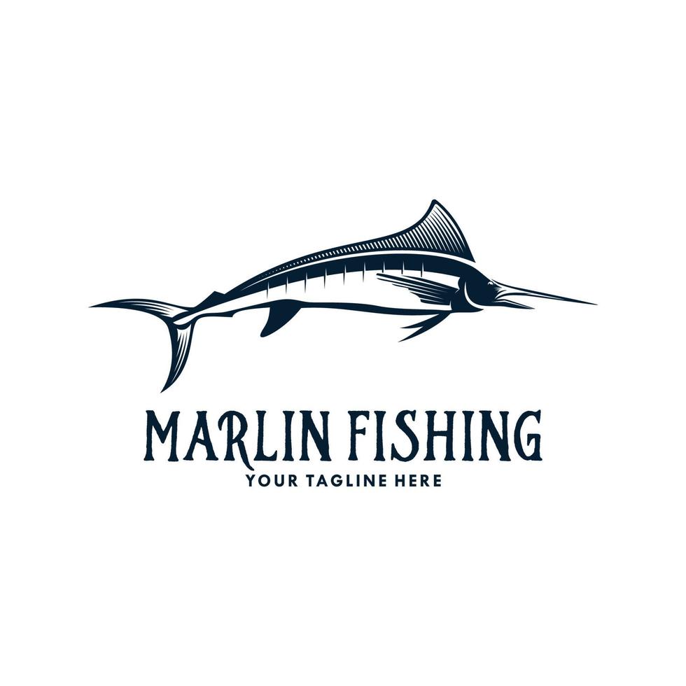 ilustração de modelo de design de logotipo de logotipo de peixe marlin. logo de pesca esportiva vetor