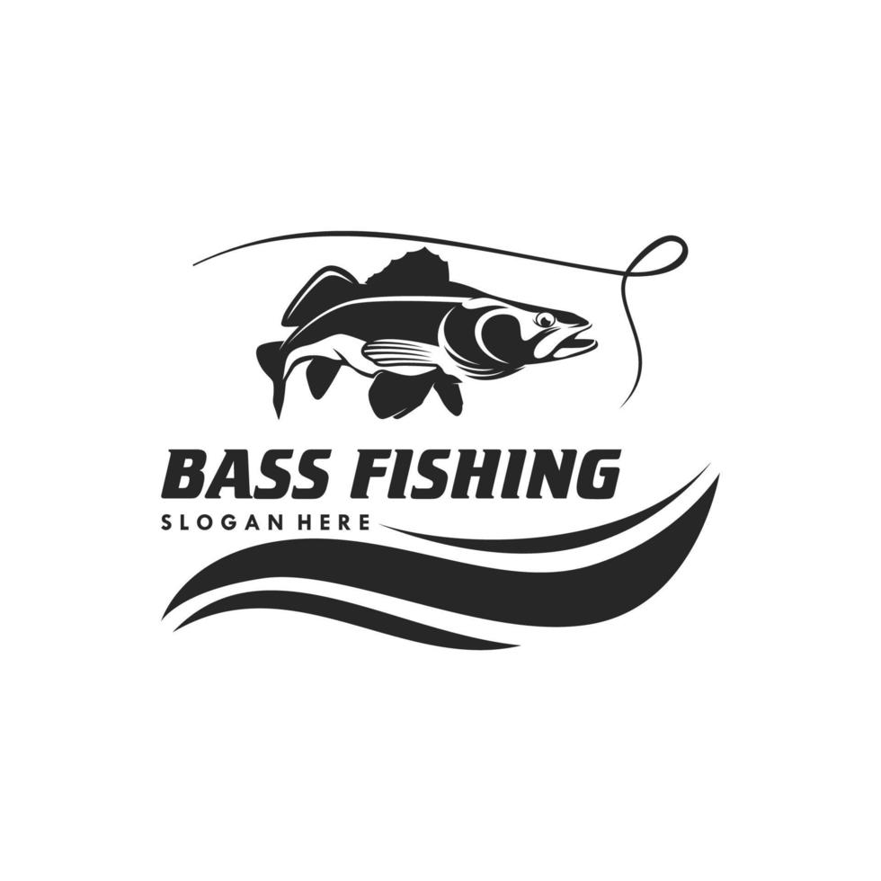 modelo de design de logotipo de pesca do robalo vetor