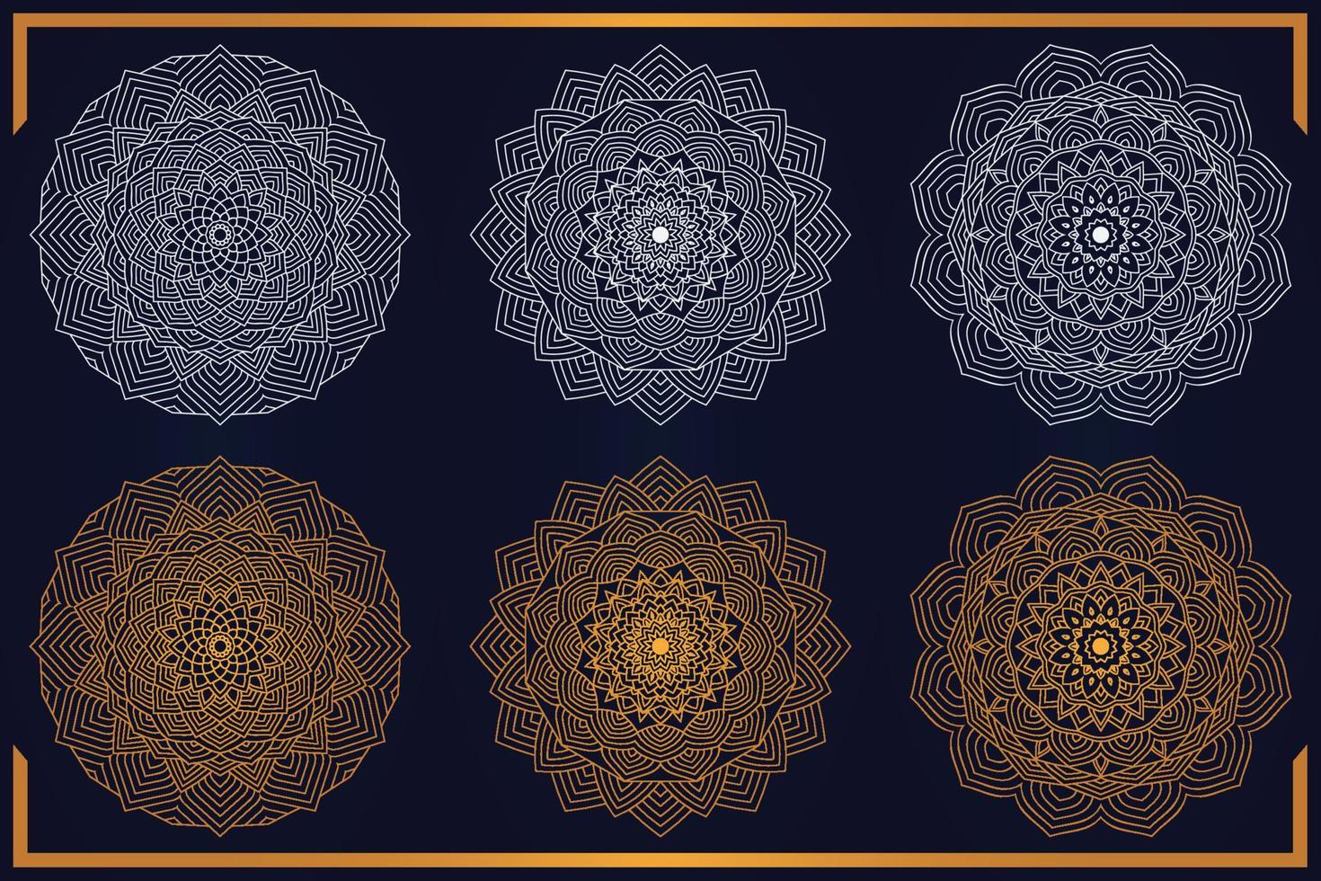 definir fundo de design de mandala ornamental de luxo, fundo ornamental de luxo dourado multiuso vetor