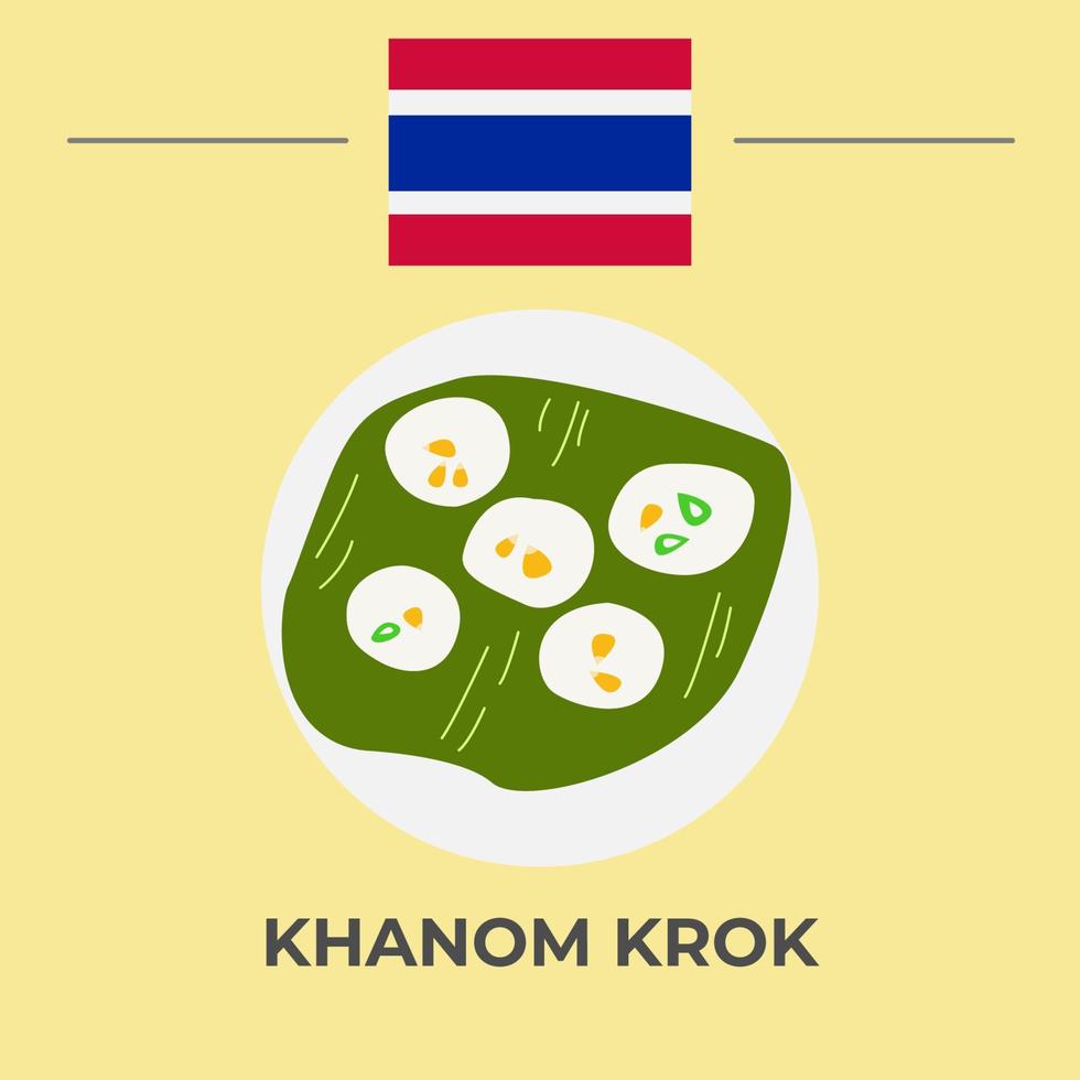 design de comida tailandesa khanom krok vetor