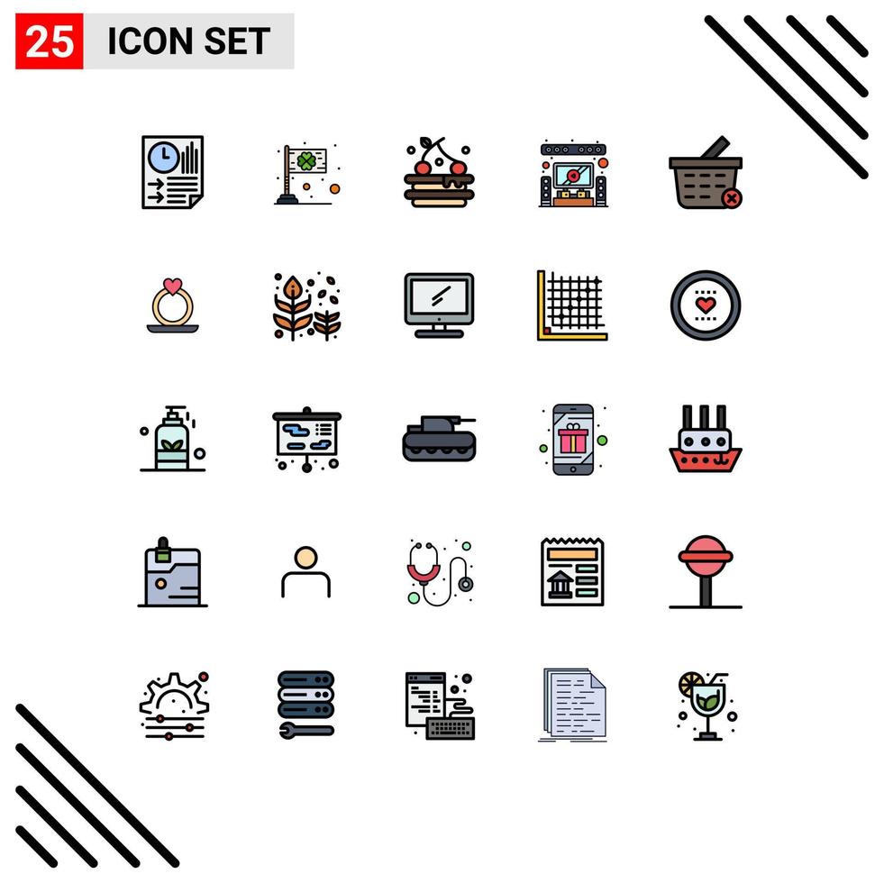 conjunto de 25 sinais de símbolos de ícones de interface do usuário modernos para sistema de cestas de bebida em casa irlandesa elementos de design de vetores editáveis