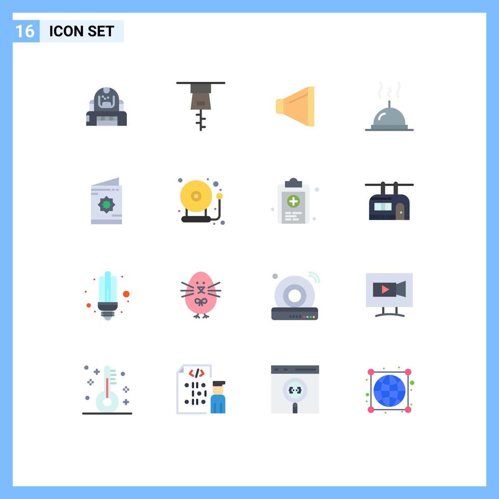 conjunto de 16 sinais de símbolos de ícones de interface do usuário modernos para roza ramadã convite para restaurante pacote editável de elementos de design de vetores criativos