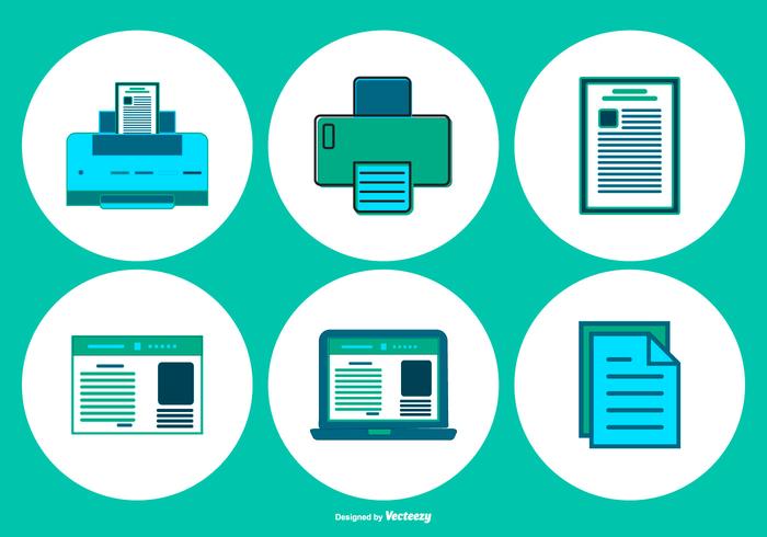 Coleção de ícones de impressão de estilo plano vetor