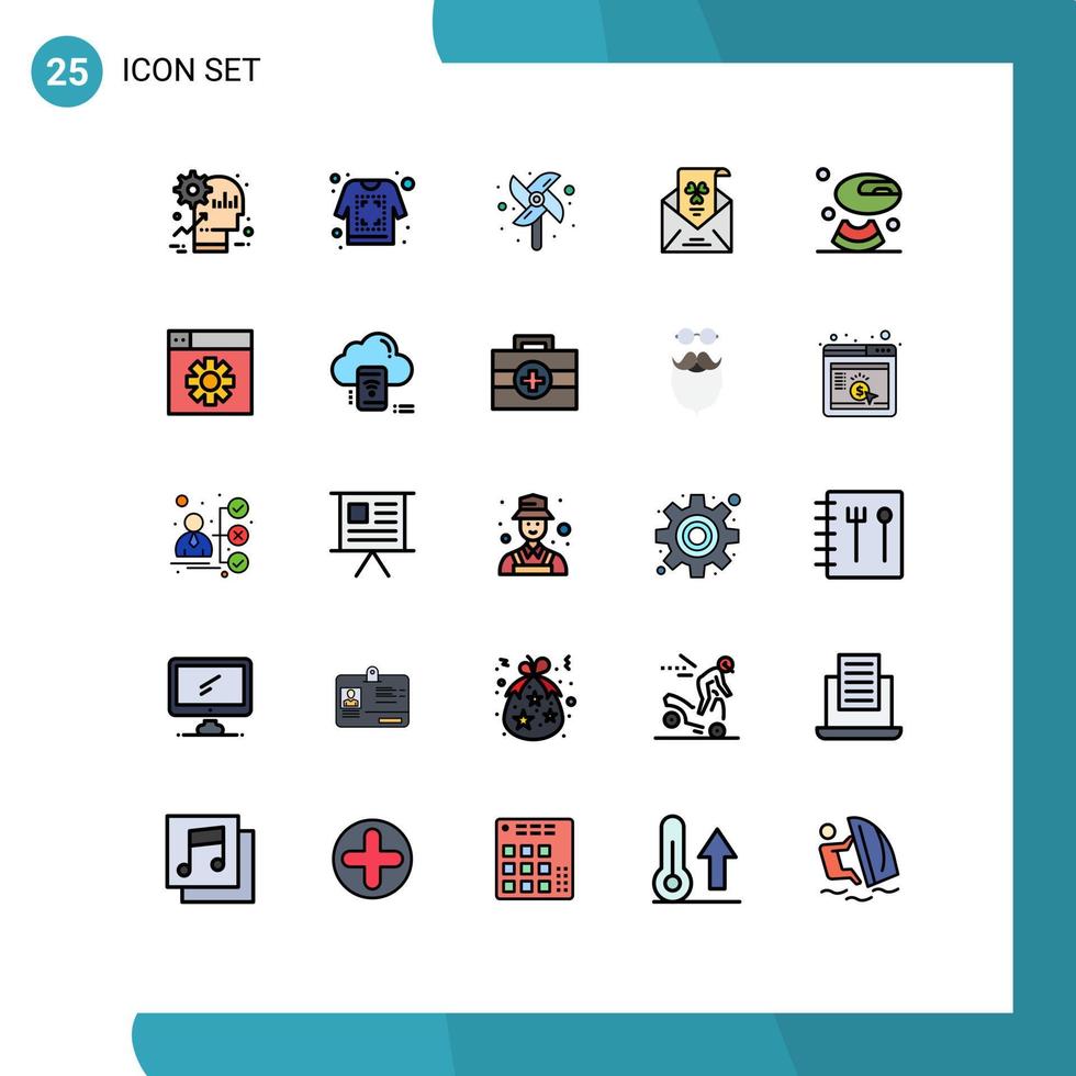 pacote de ícones vetoriais de estoque de 25 sinais e símbolos de linha para envelope de esboço de saudação de melão e elementos de design vetorial editáveis vetor