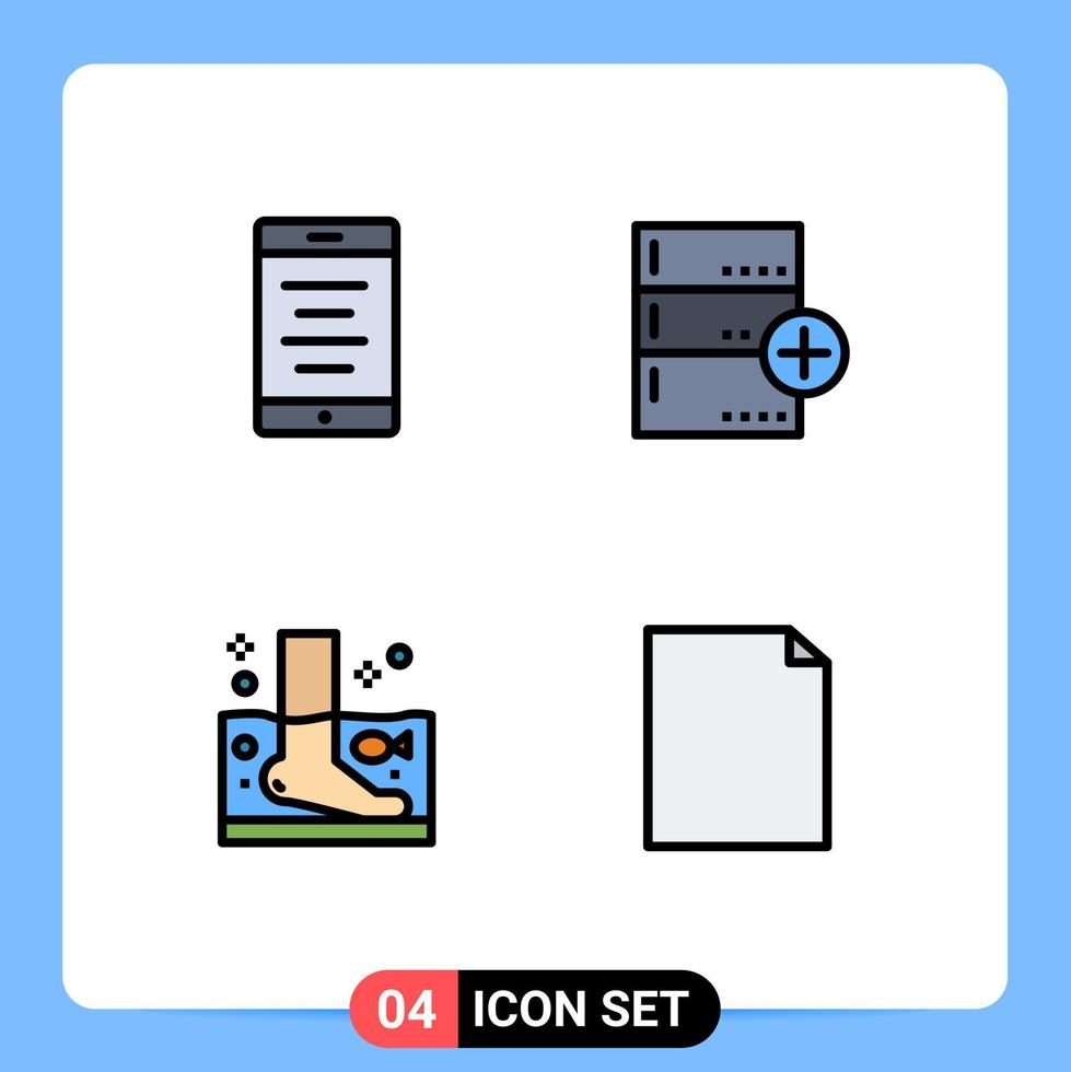 conjunto de 4 sinais de símbolos de ícones de interface do usuário modernos para relaxamento móvel adicionar elementos de design de vetores editáveis de terapia de dados