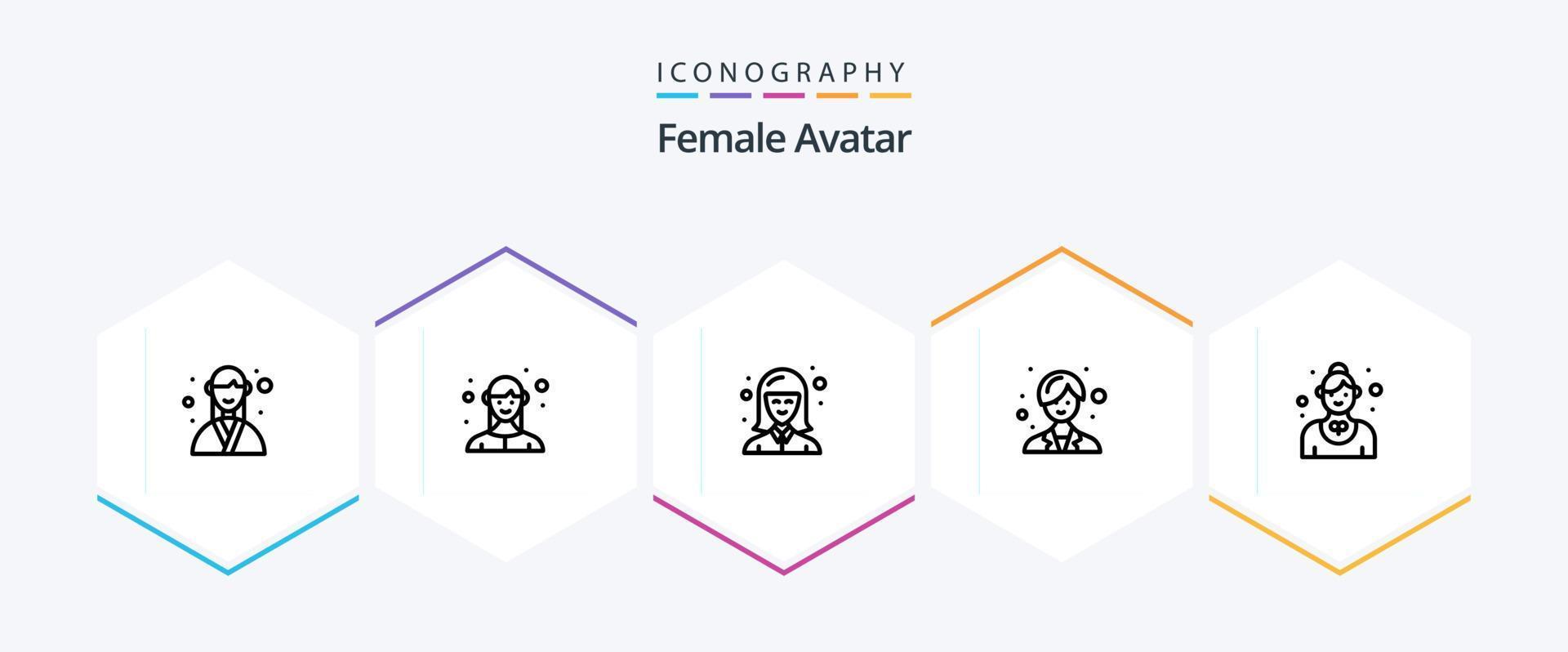pacote de ícones de 25 linhas de avatar feminino, incluindo funcionário. mulher. o negócio. fêmea. mulher vetor