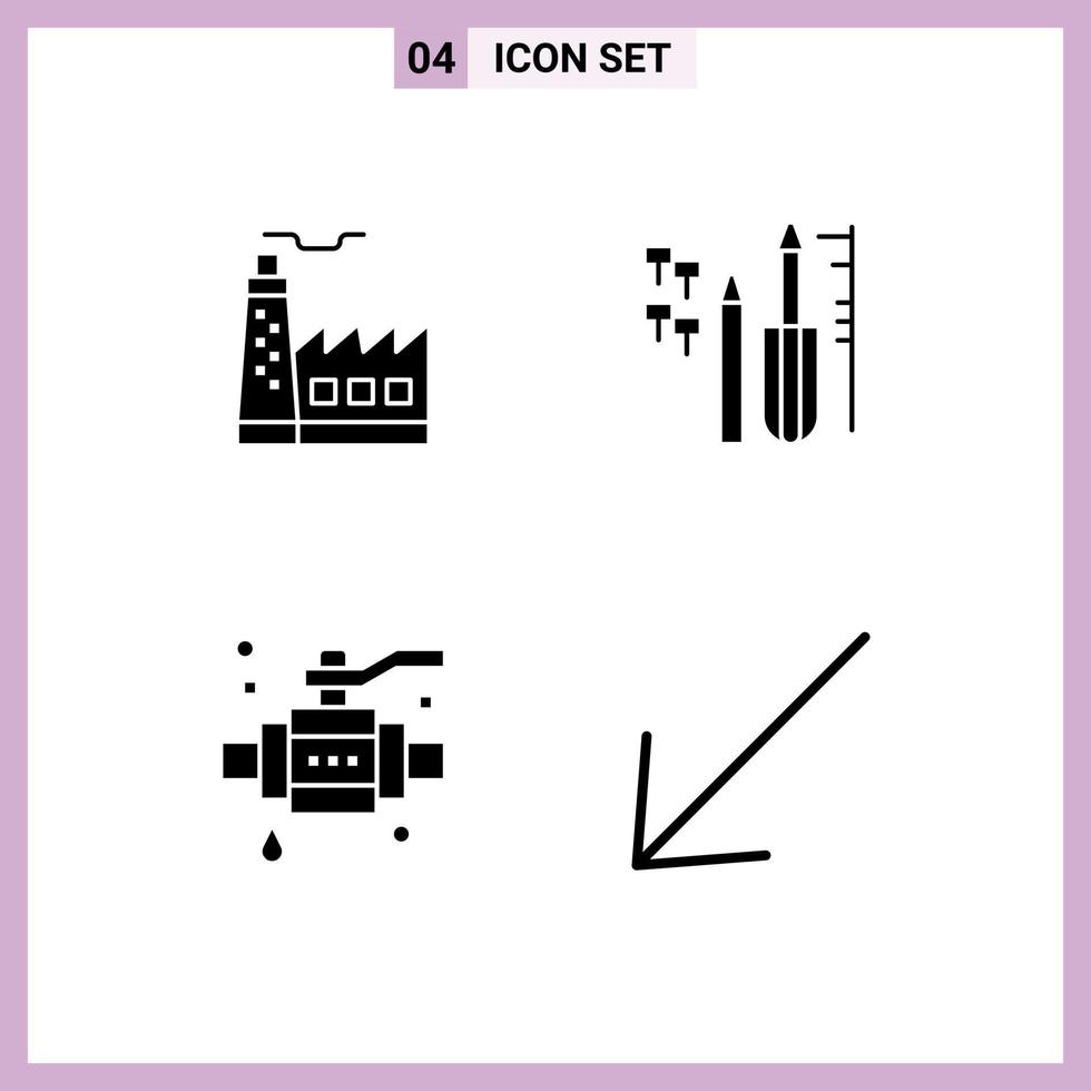 pacote de ícones vetoriais de estoque de 4 sinais e símbolos de linha para construção civil, válvula de engenharia, válvula editável, elementos de design vetorial vetor