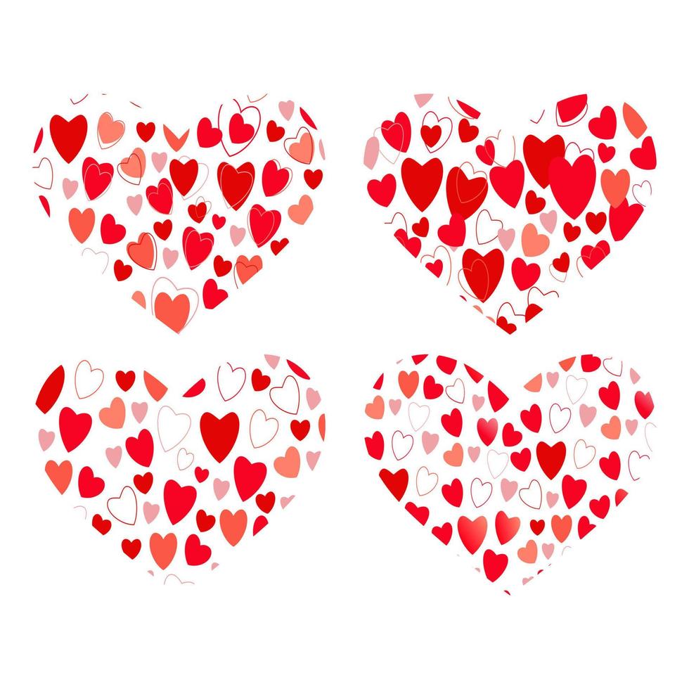 coleção de corações com pequenos corações para site, símbolo de amor, papel de parede e dia dos namorados. arte criativa, conceito moderno. vetor