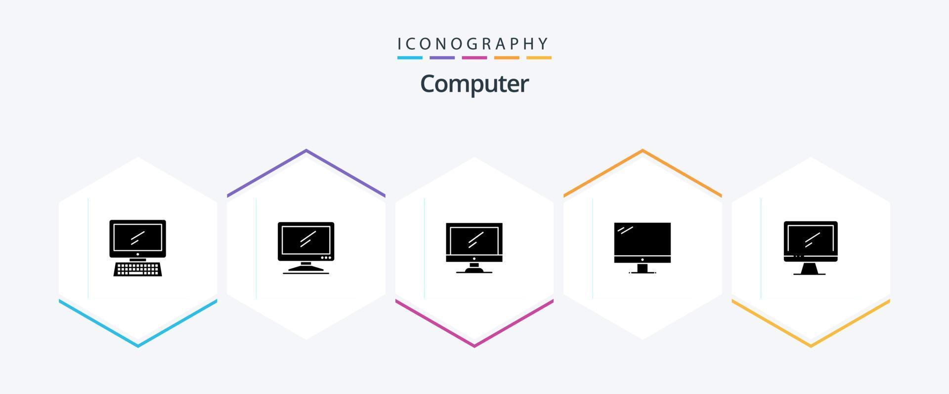 pacote de ícones de 25 glifos de computador, incluindo . vetor