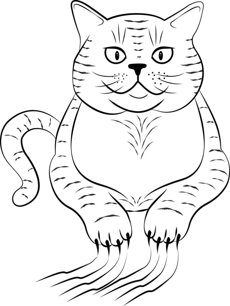 ilustração em vetor de um gatinho fofo. ilustrações em preto e branco de um gatinho. livro de colorir para crianças. um talismã. web design, logotipo, elemento de design.