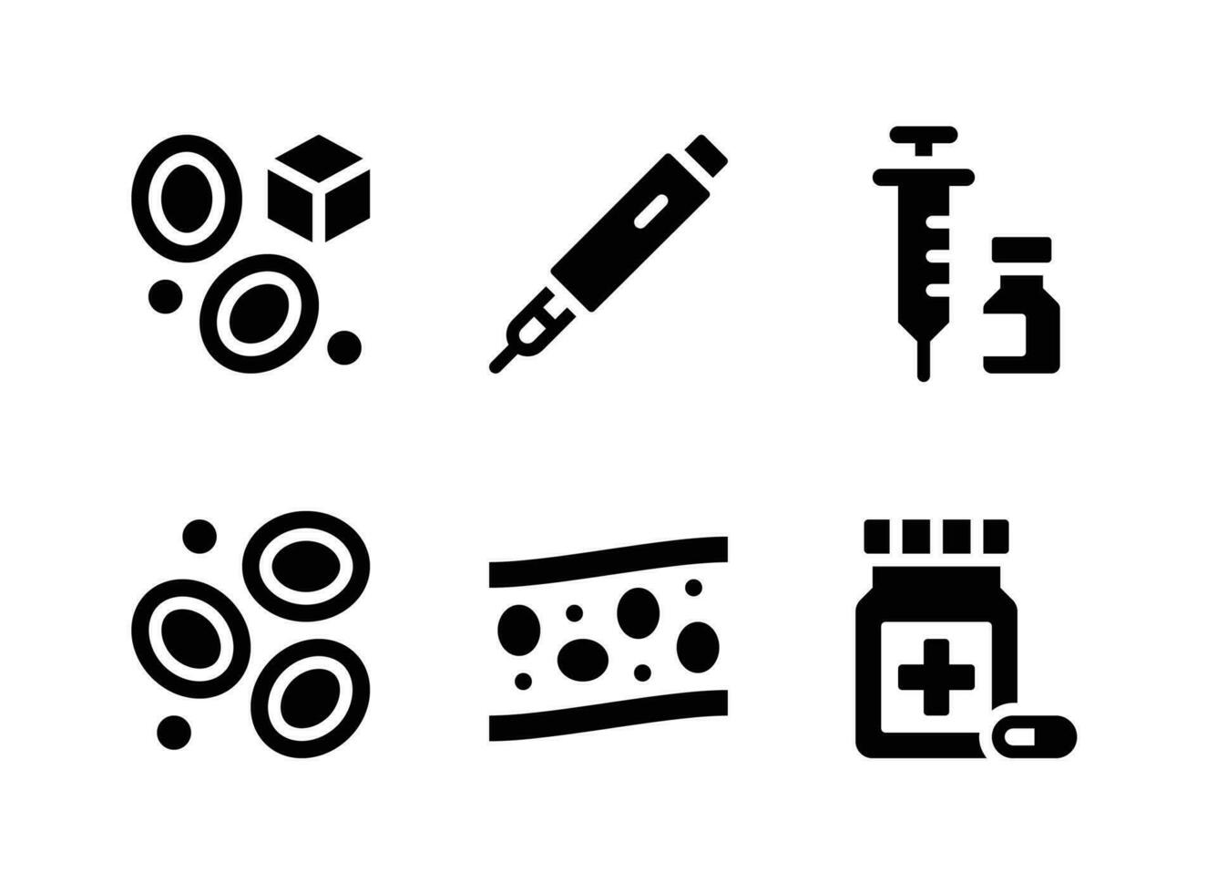 conjunto simples de ícones sólidos vetoriais de diabetes vetor