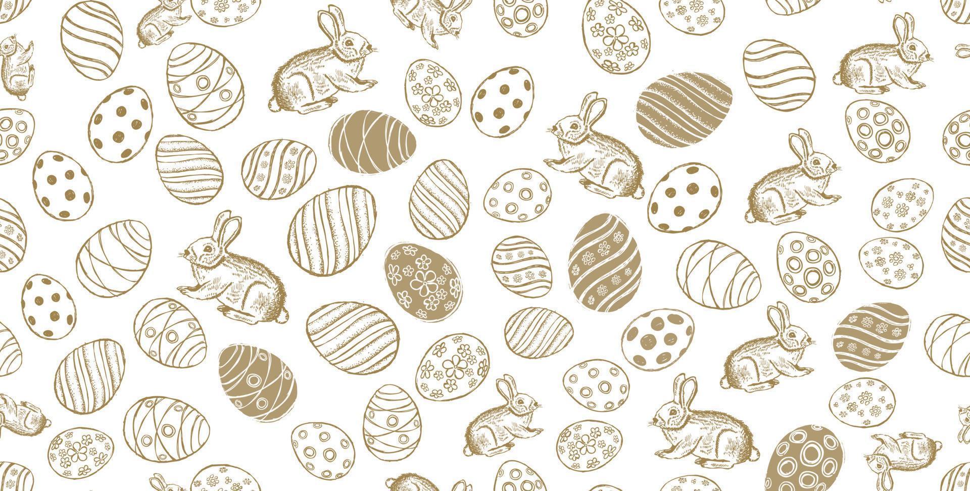 doodle ovos decorativos e elementos para a páscoa. vetor