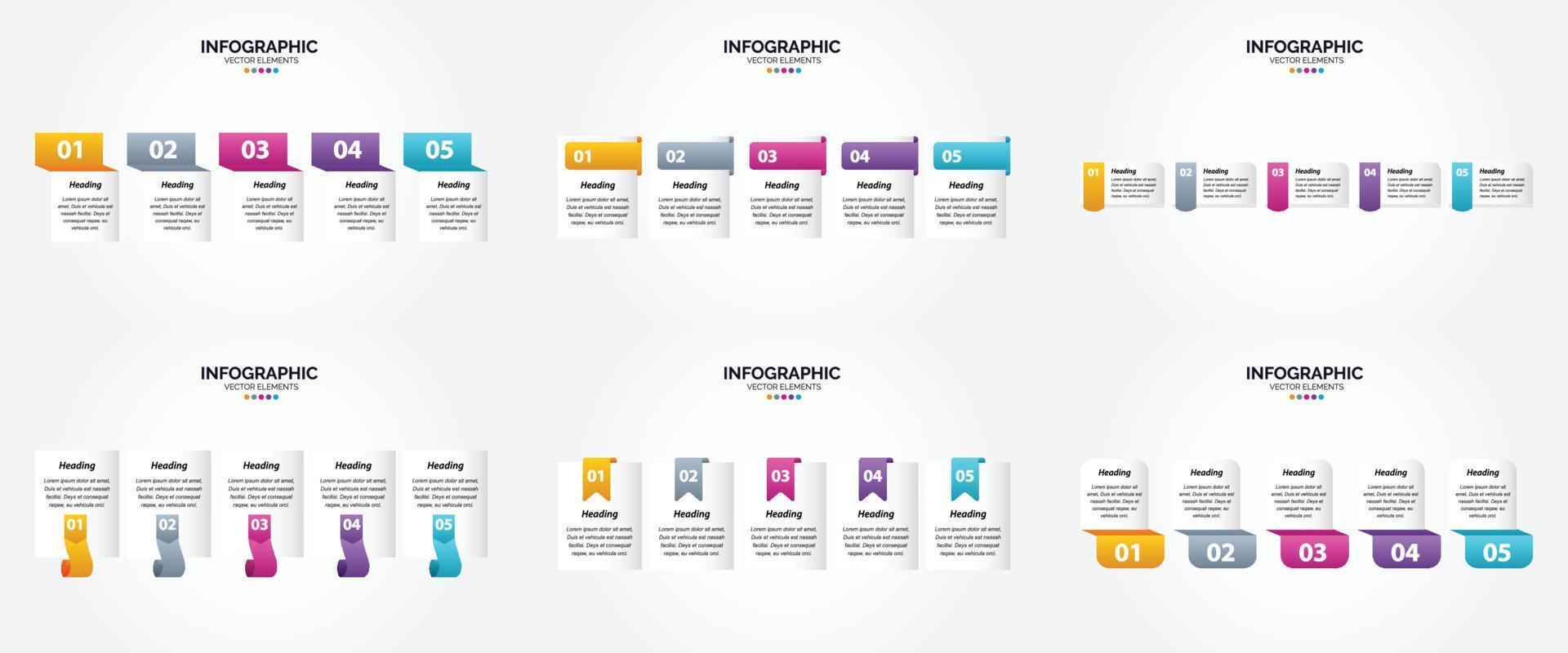 conjunto de design plano de infográficos de ilustração vetorial para folheto publicitário e revista vetor