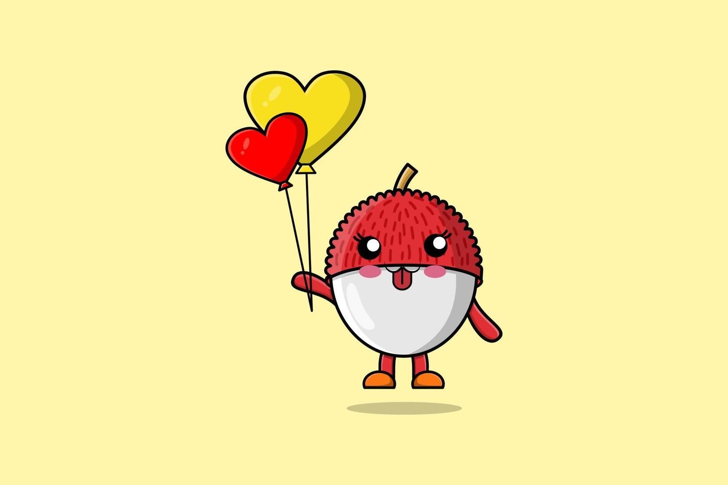 lichia bonito dos desenhos animados flutuando com balão de amor vetor