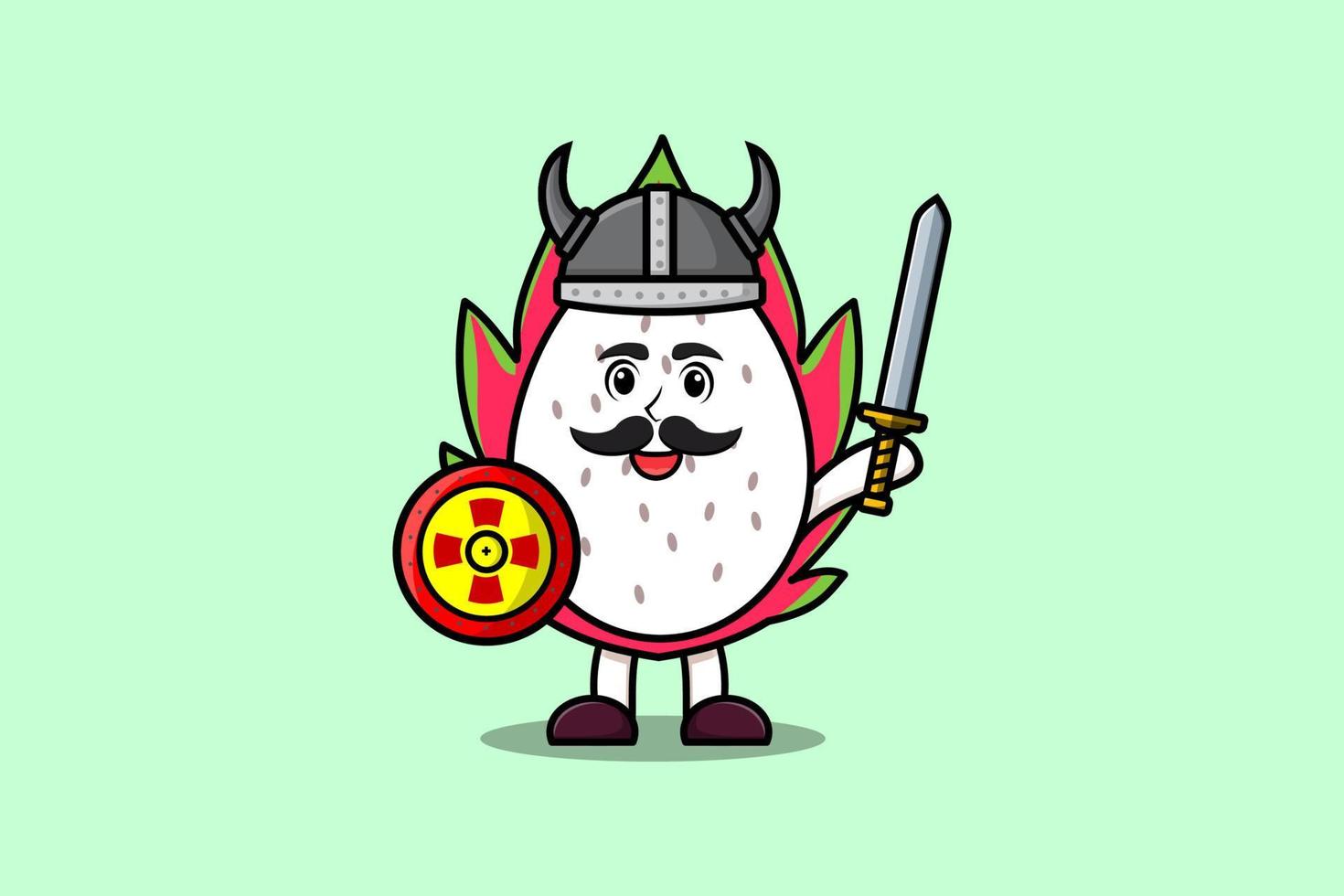 personagem de desenho animado bonito fruta do dragão viking pirata vetor