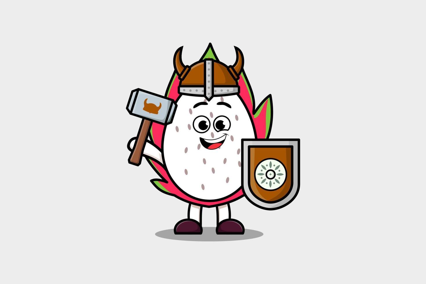 personagem de desenho animado bonito fruta do dragão viking pirata vetor