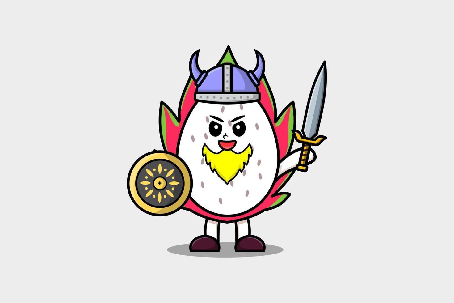 personagem de desenho animado bonito fruta do dragão viking pirata vetor