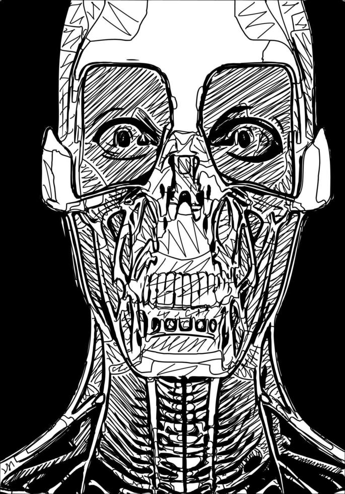 ilustração vetorial de desenho de rosto de caveira vetor