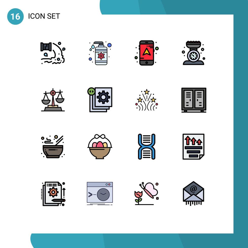 16 ícones criativos, sinais e símbolos modernos de gdpr, escala de cozinha, cuidados, cozinha, cozimento, elementos de design de vetores criativos editáveis