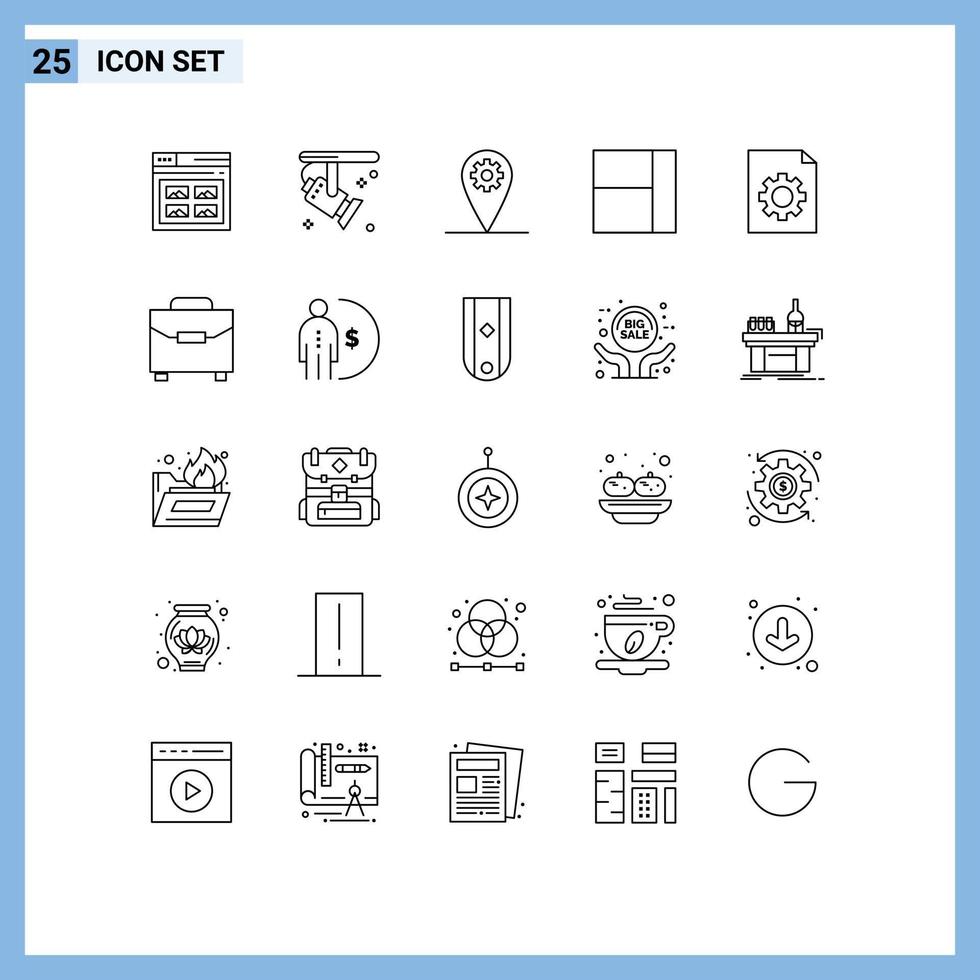 pacote de interface do usuário de 25 linhas básicas de grade de controle de holofotes de documento digital elementos de design de vetores editáveis