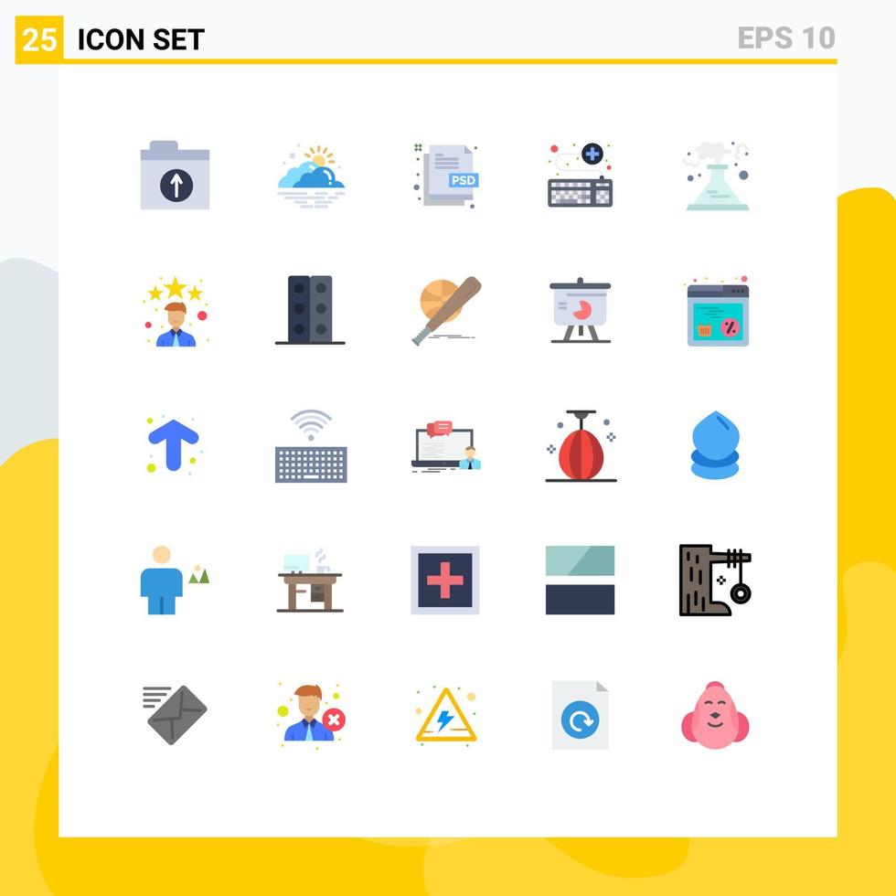 pacote de 25 cores planas criativas de tipo de arquivo de teclado criativo online de serviço elementos de design vetorial editáveis vetor