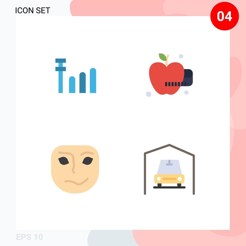 4 ícones planos de vetores temáticos e símbolos editáveis de conexão van food face 5 elementos de design de vetores editáveis