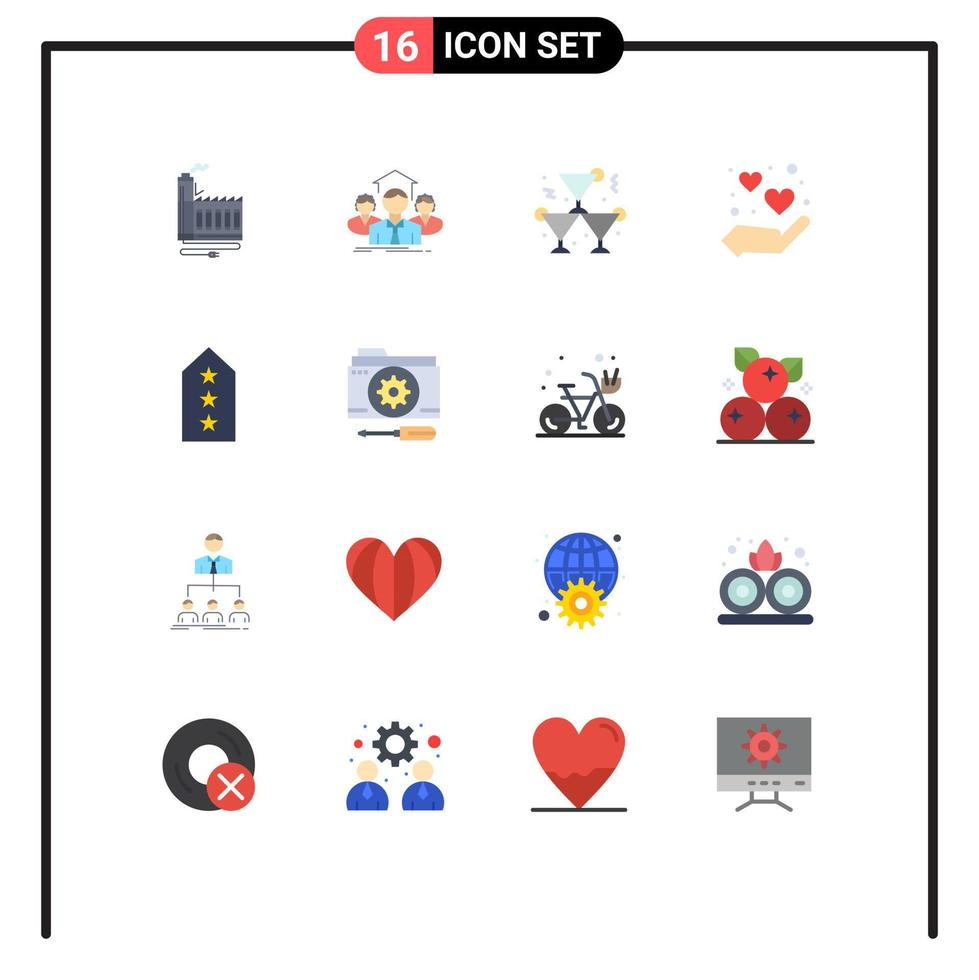 16 ícones criativos, sinais e símbolos modernos de sauna, grupo de mãos, festa do coração, pacote editável de elementos de design de vetores criativos