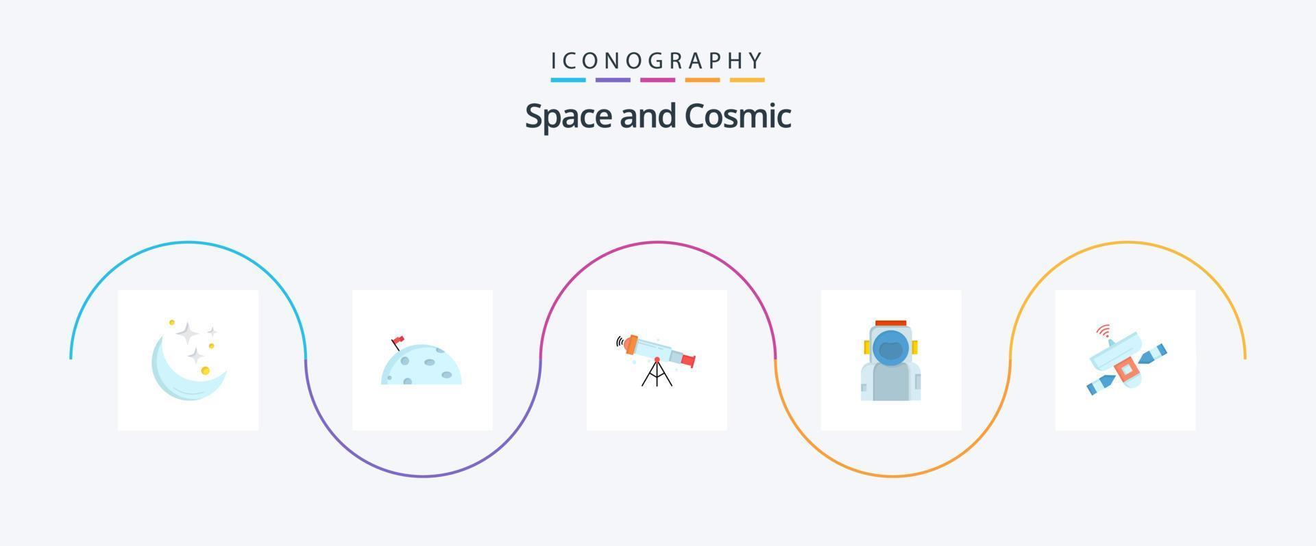 pacote de ícones do espaço plano 5, incluindo espaço. ampliação. lua. visualizar. astronomia vetor