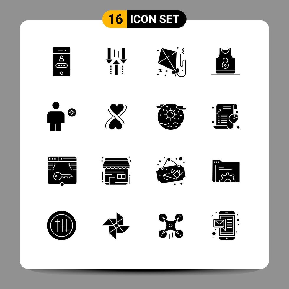 conjunto de 16 símbolos de ícones de interface do usuário modernos sinais para roupas esporte download papel de camisa editável elementos de design vetorial vetor