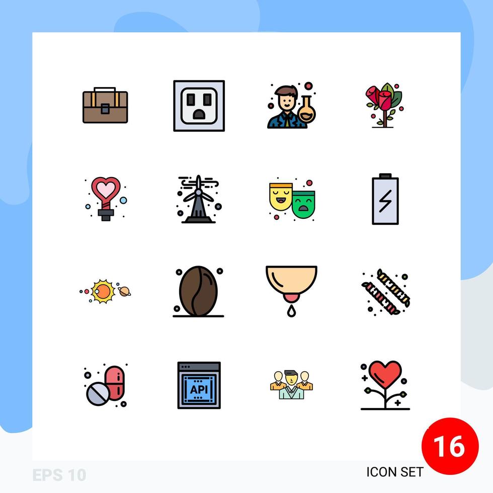 16 ícones criativos, sinais e símbolos modernos de casamento, amor, homem, coração feminino, elementos de design de vetores criativos editáveis