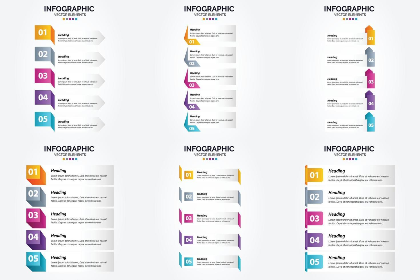 conjunto de design plano de infográficos de ilustração vetorial para folheto publicitário e revista vetor